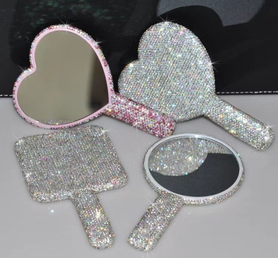 Luxury Bling Diamond Heart Shape Mirror